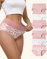 Cute Love Print Soft Cotton Stretchy Women's Panties (6 Pack)