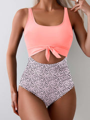 Women's One Piece Tummy Control Cut Out Tie Knot Swimsuit