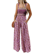 Bohemian Sleeveless Wide Leg Jumpsuit With Pockets