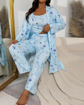 Comfy 3-Piece Pajama Set – Robe, Camisole & Long Pants