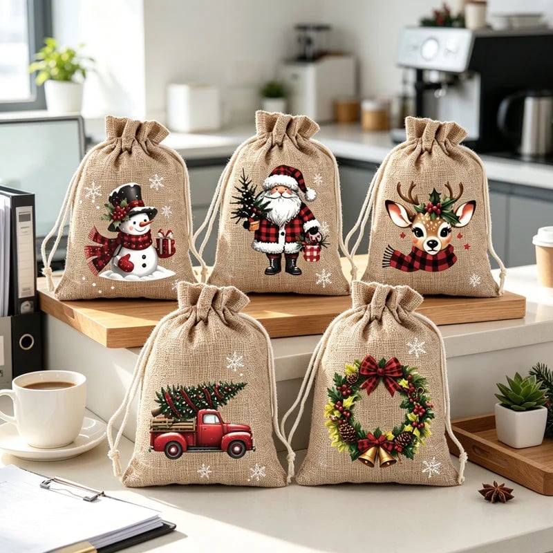 ๐ 2026 Sale โ Over 23,000 Sold!๐ Christmas Drawstring Gift BagsโSanta & Reindeer Polyester Pouches ๐