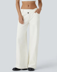 Pockets Baggy Wide Leg Washed Casual Jeans