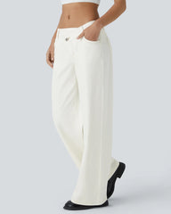 Pockets Baggy Wide Leg Washed Casual Jeans