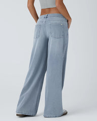 Pockets Baggy Wide Leg Washed Casual Jeans