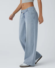 Pockets Baggy Wide Leg Washed Casual Jeans