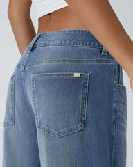 Pockets Baggy Wide Leg Washed Casual Jeans
