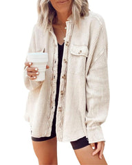 Women's Loose Fit Batwing Sleeve Waffle Knit Tops