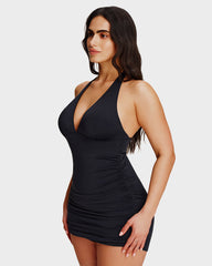 Halter V-Neck Tummy Control Swim Dress