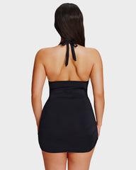 Halter V-Neck Tummy Control Swim Dress