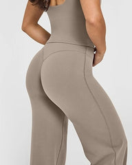 High Waist Stretch Casual Soft Straight Leg Bottoms