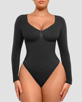 Seamless V-Neck Long Sleeve Shaping Bodysuit