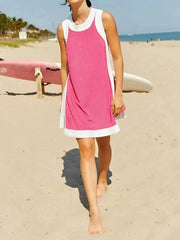 Women's Casual Color Block Sleeveless Tops Matching Shorts with Pockets