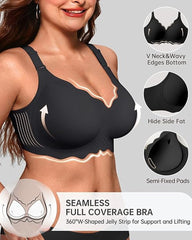 Seamless Scalloped Bras for Women Wireless Push Up Bra