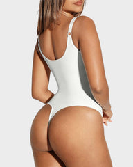 V Neck Tummy Control Thong Bodysuit Shapewear