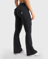 High-Waisted Flare Leggings with Pockets & No Front Seam