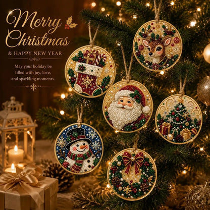 6 Pack Christmas Diamond Painting Ornament Kit – DIY Handmade Decorations
