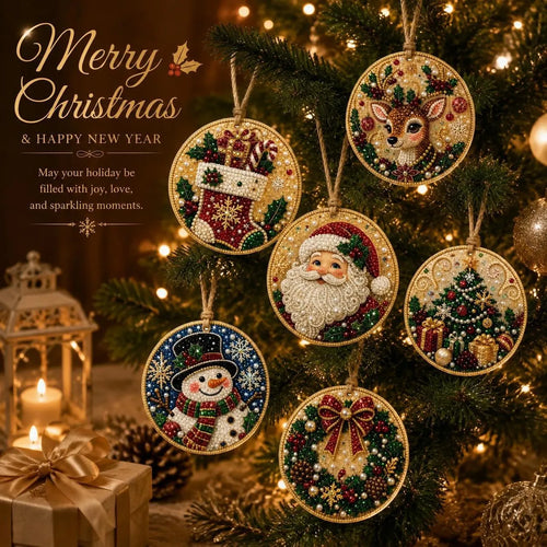 6 Pack Christmas Diamond Painting Ornament Kit – DIY Handmade Decorations
