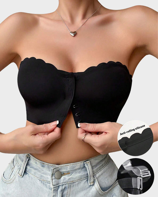 Wavy Trim Seamless Tube Top Bralette