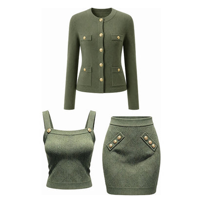 Three-piece knitted dress set