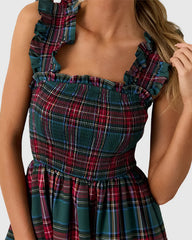Christmas Plaid Ruffle Party Dress