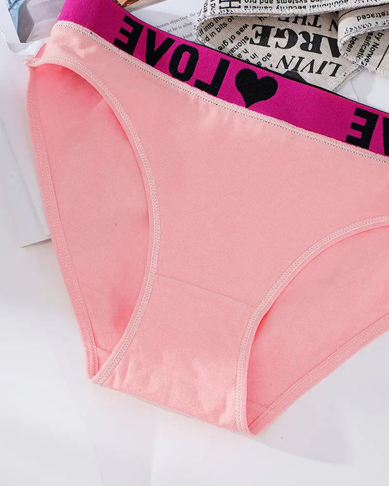 Women's High Rise Love Letter Tape Panties（6 Pack）