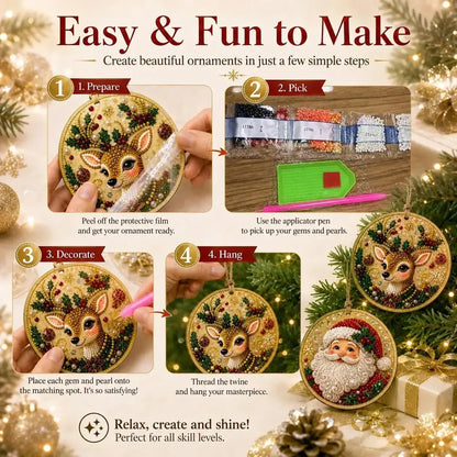 6 Pack Christmas Diamond Painting Ornament Kit – DIY Handmade Decorations