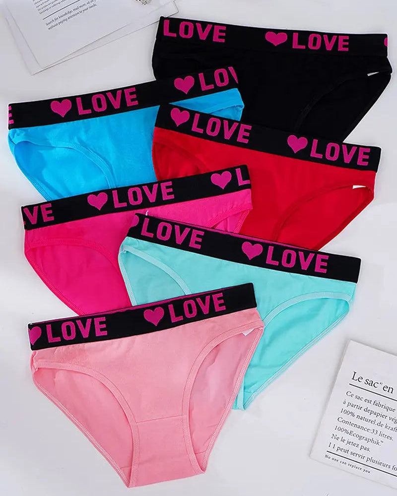 Women's High Rise Love Letter Tape Panties（6 Pack）