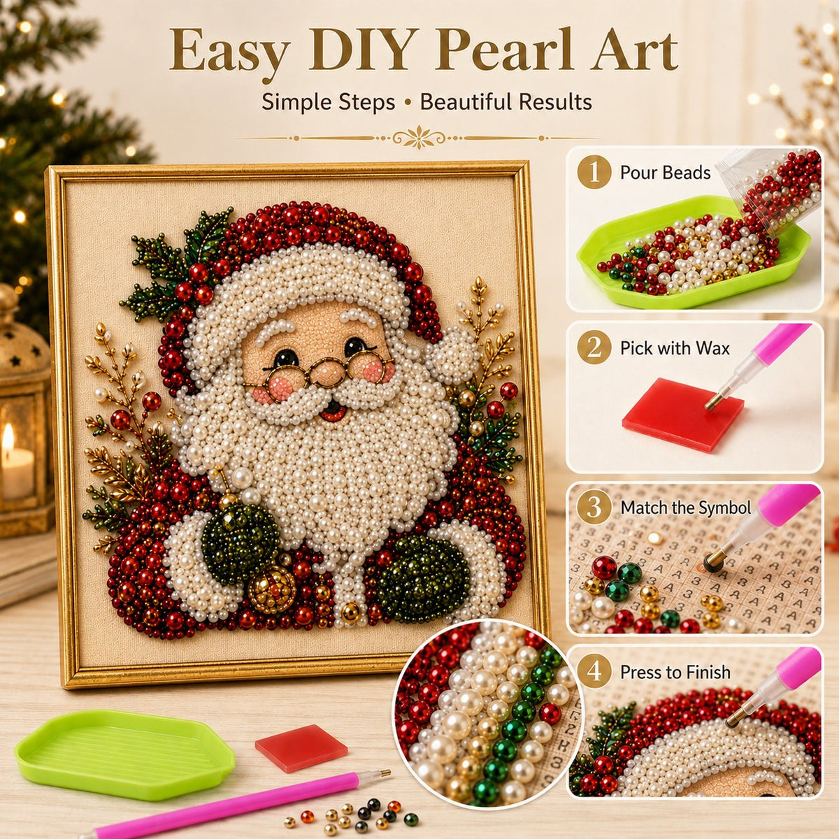 DIY Christmas Pearl Diamond Painting Art Kit
