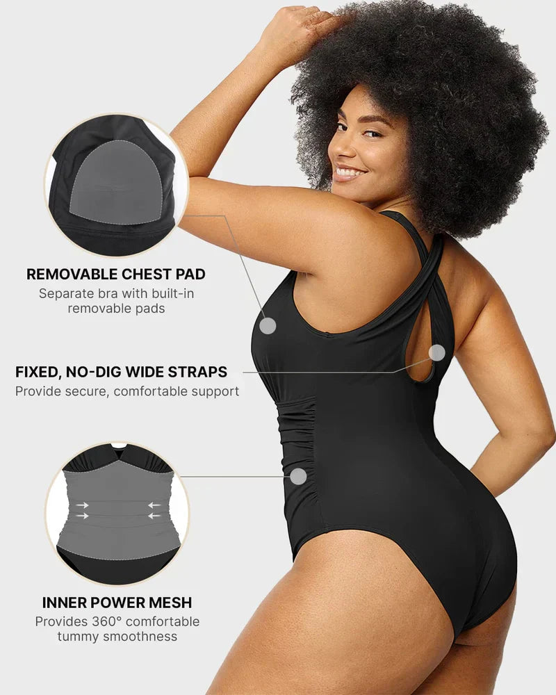 Traje de baño de una pieza Smart Sculpt con control de abdomen para mujer