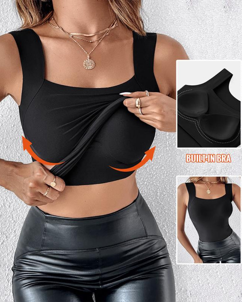 U-Neck Built-In Bra Shaping Tank Top