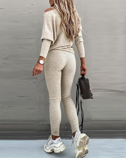 Cozy Fall Lounge Set – Soft Pullover & Drawstring Pants
