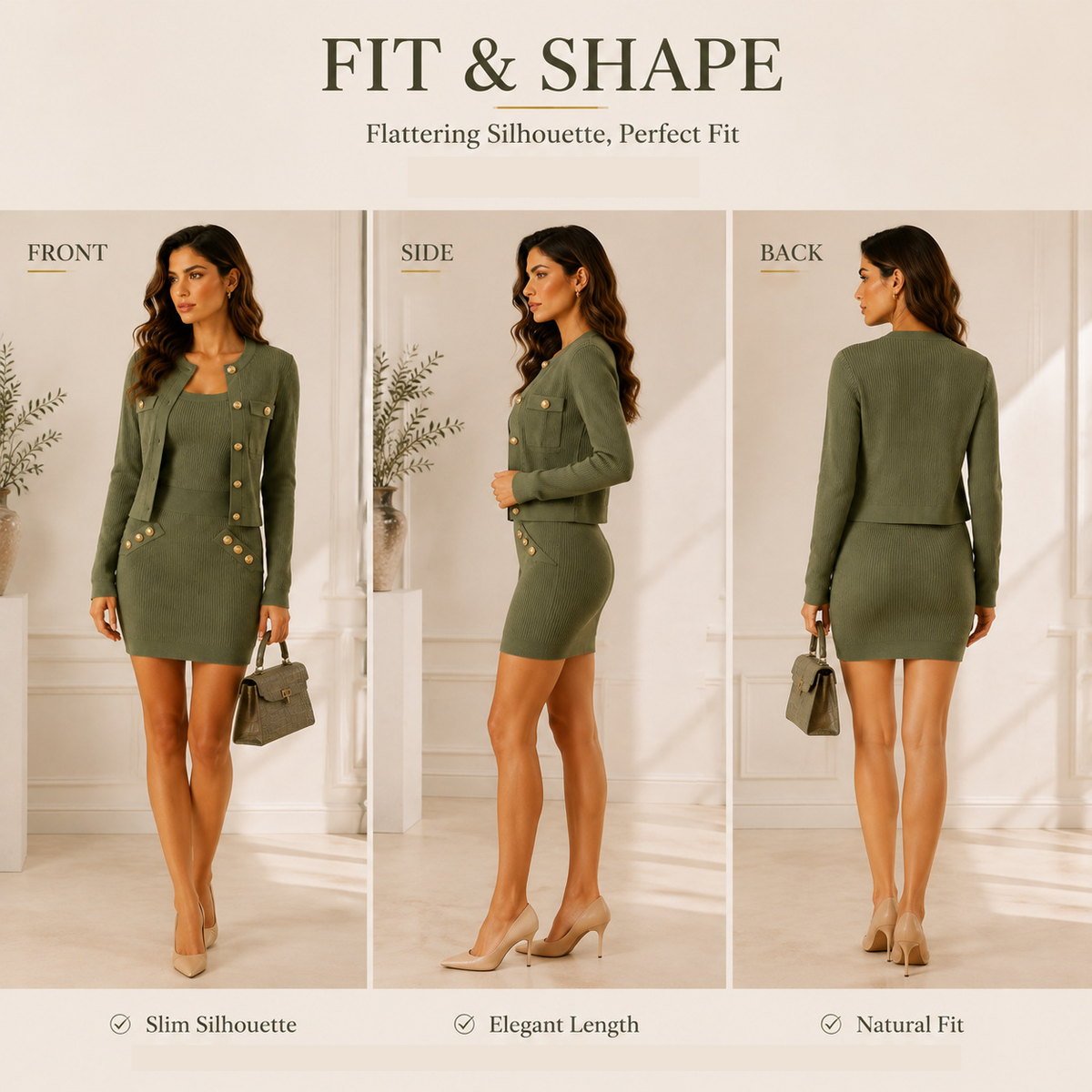Three-piece knitted dress set