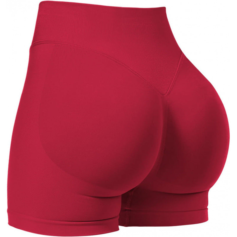 Seamless sports yoga shorts high waist hip lift