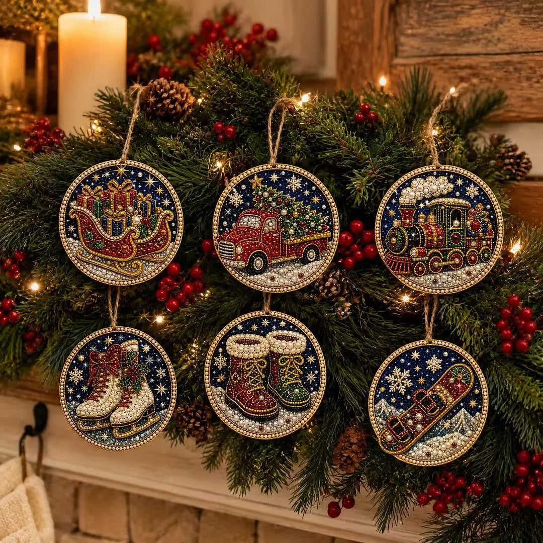 6 Pack Christmas Diamond Painting Ornament Kit – DIY Handmade Decorations