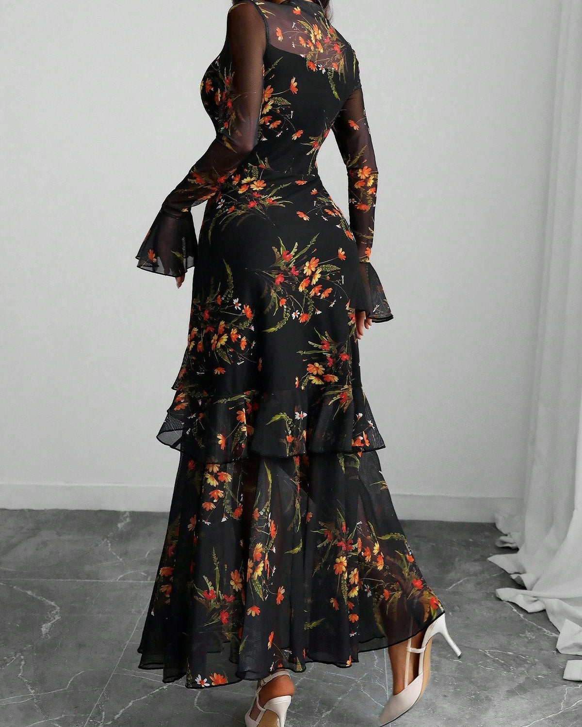 New  Ruffle Sleeve Printed Dress