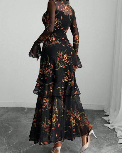New  Ruffle Sleeve Printed Dress
