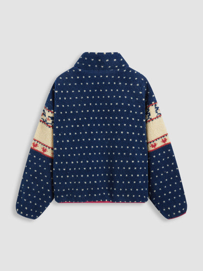 Fleece Collar Graphic Jacket