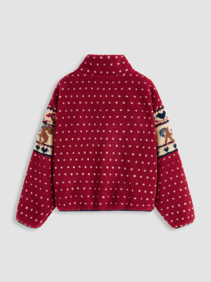 Fleece Collar Graphic Jacket