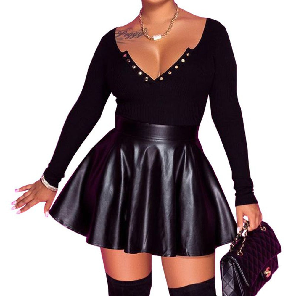 Flirty PU Mini Skirt – Chic & Flared