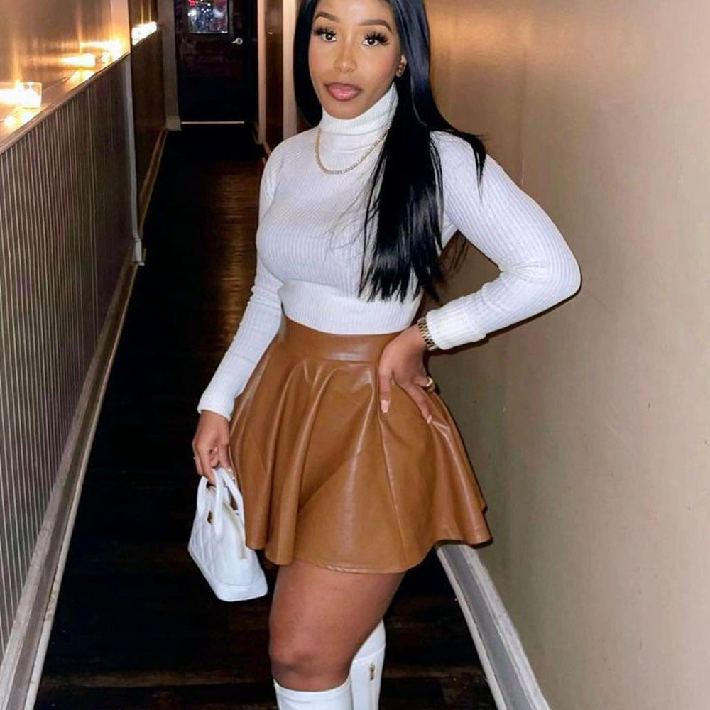 Flirty PU Mini Skirt – Chic & Flared