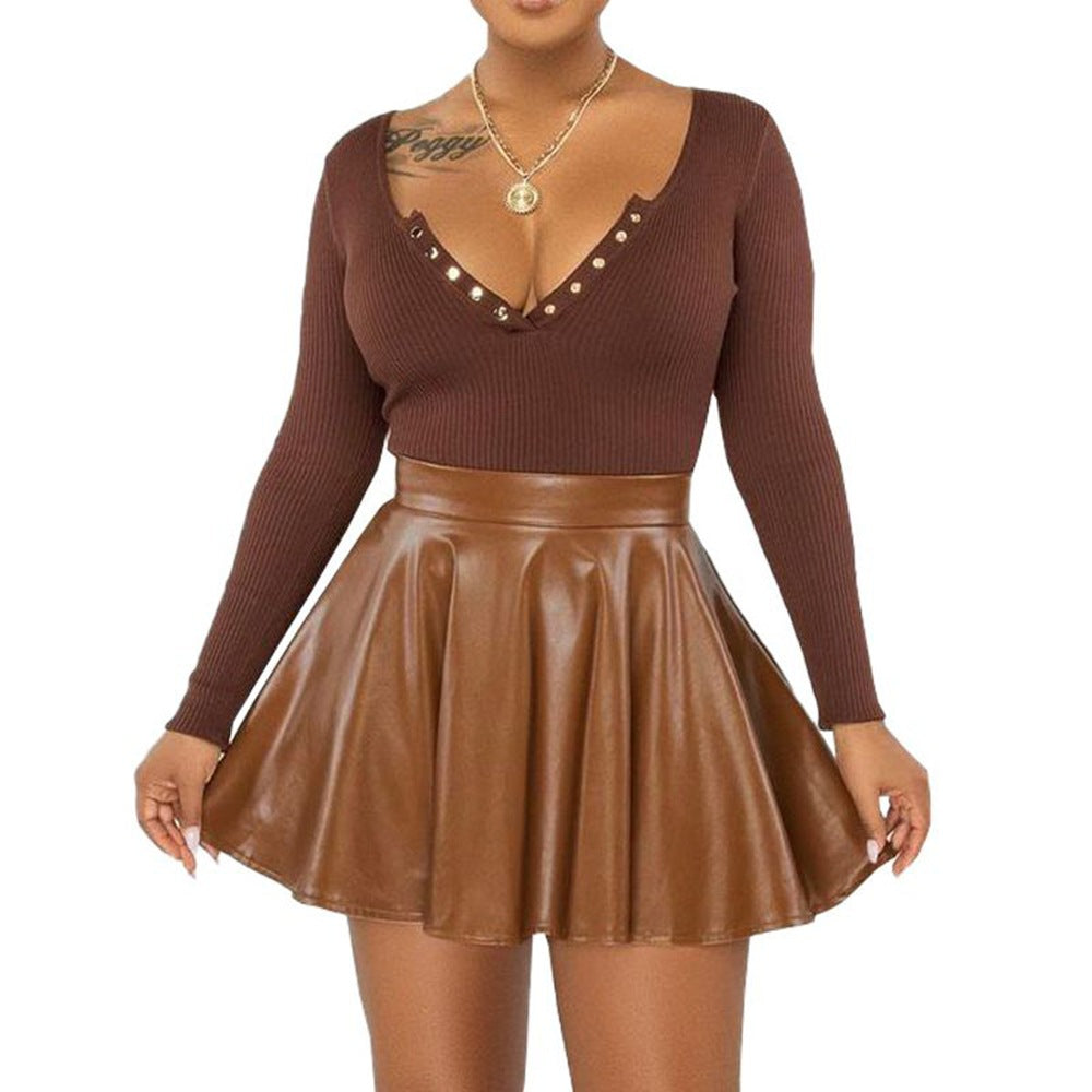 Flirty PU Mini Skirt – Chic & Flared