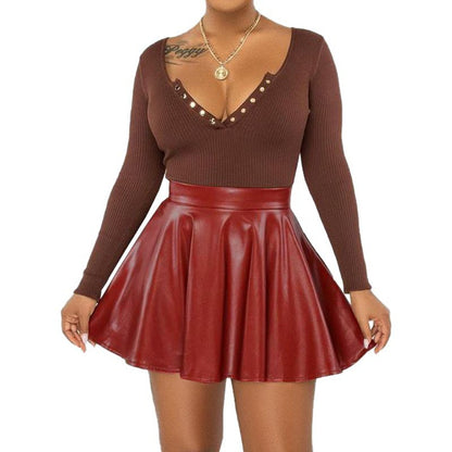 Flirty PU Mini Skirt – Chic & Flared