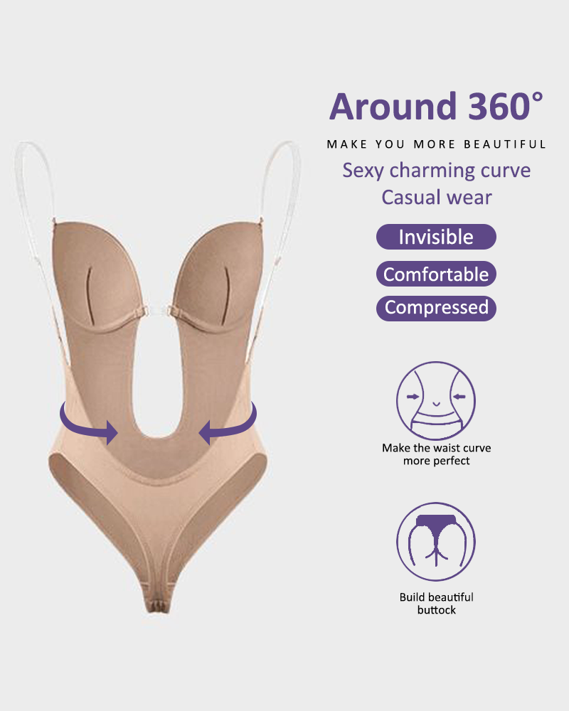 Body de tanga con escote en U sin tirantes