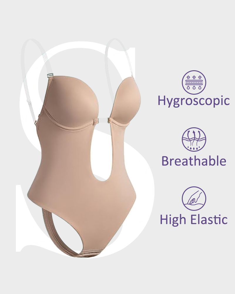 Body de tanga con escote en U sin tirantes