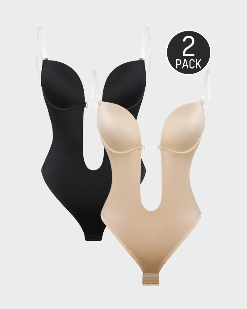 Body de tanga con escote en U sin tirantes