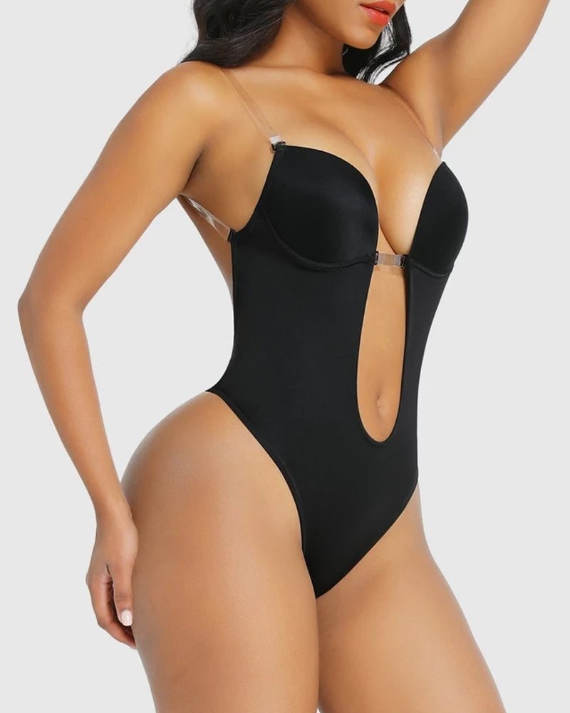 Body de tanga con escote en U sin tirantes