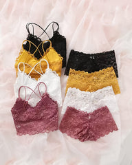 Underwear&Sleepwear Basics 4sets Lace Wireless Bra And Panty Set Lingerie Set