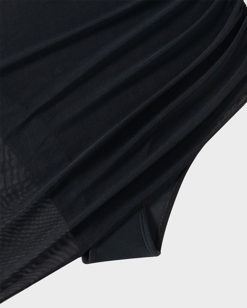 Traje de baño tipo pareo transparente de malla adelgazante