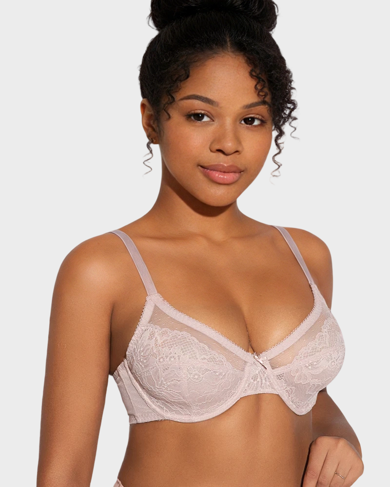 Full Coverage Lace Minimizer Bra - Petal