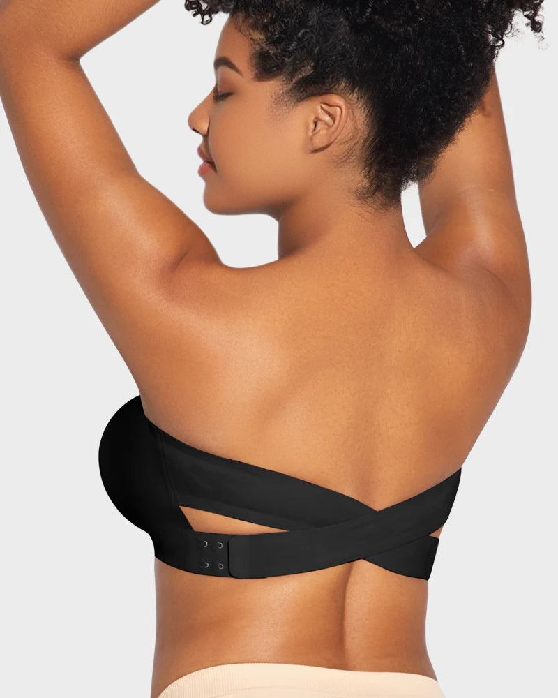 Non-Slip Crossover Side Hook Bandeau Bra